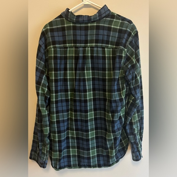 L.L. Bean Men’s Green & Blue Flannel Button Up Shirt - Size L 100% Cotton - Picture 5 of 7